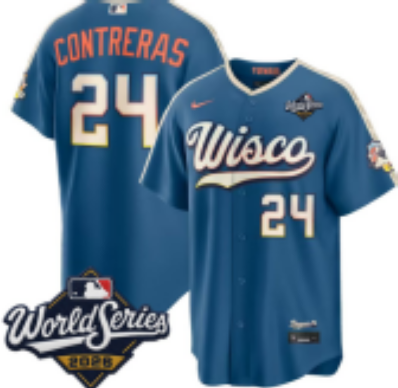 Women Milwaukee Brewers #24 Contreras Blue Nike 2026 World Series jersey 102104